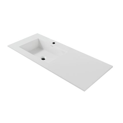 Wonda Square Slim wastafel – 1 wasbak links – 120x1,6x52,5 cm – mat wit – kunstmarmer