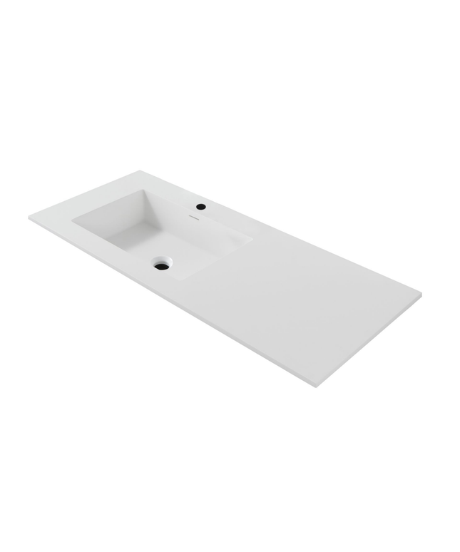 Wonda Square Slim wastafel – 1 wasbak links – 120x1,6x52,5 cm – mat wit – kunstmarmer