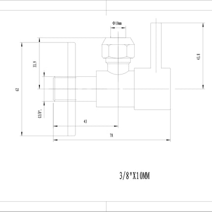 Xellanz Minimal hoekstopkraan 3/8 inch mat zwart - technische tekening | Schwertz & Co