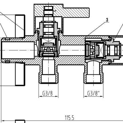Xellanz Minimal dubbele hoekstopkraan chroom - technische tekening | Schwertz & Co