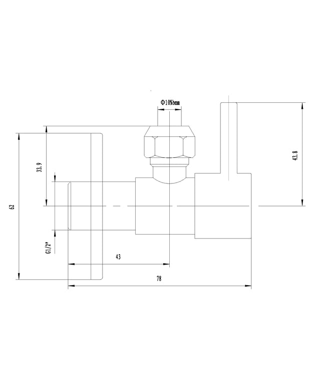 Xellanz Minimal hoekstopkraan gunmetal PVD - technische tekening | Schwertz & Co