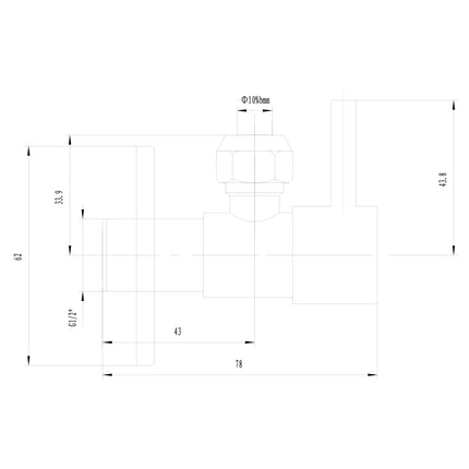 Xellanz Minimal hoekstopkraan geborsteld messing PVD - technische tekening | Schwertz & Co