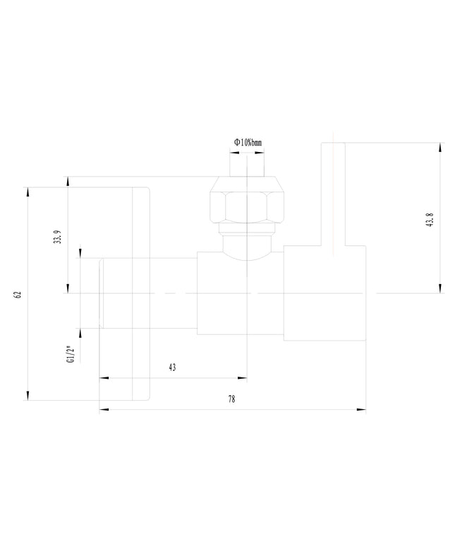 Xellanz Minimal hoekstopkraan geborsteld messing PVD - technische tekening | Schwertz & Co