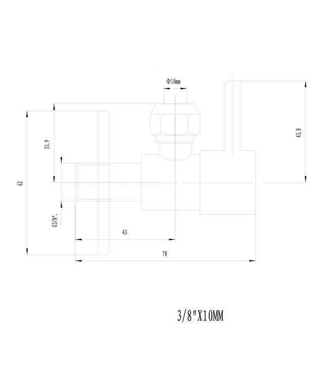 Xellanz Minimal hoekstopkraan 3/8 inch geborsteld messing PVD - technische tekening | Schwertz & Co