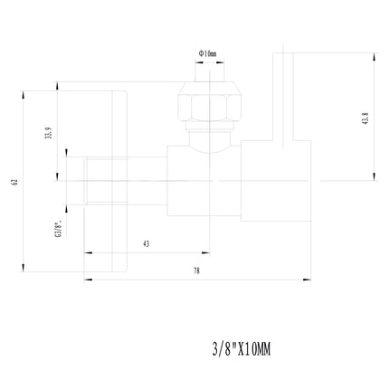 Xellanz Minimal hoekstopkraan 3/8 inch geborsteld brons koper PVD - technische tekening | Schwertz & Co