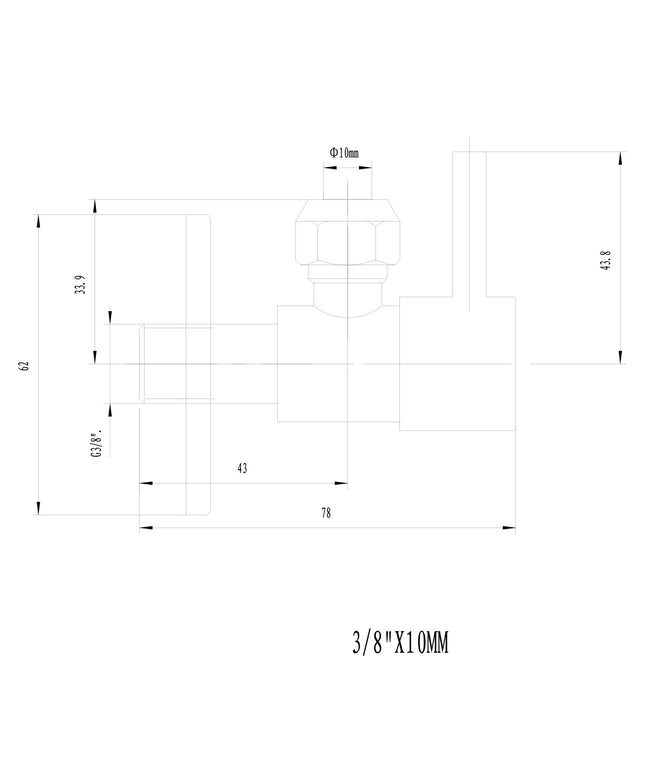 Xellanz Minimal hoekstopkraan 3/8 inch geborsteld brons koper PVD - technische tekening | Schwertz & Co