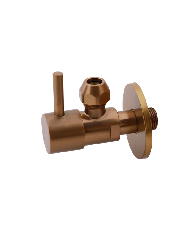 Xellanz Minimal hoekstopkraan 3/8 inch geborsteld brons koper PVD | Schwertz & Co