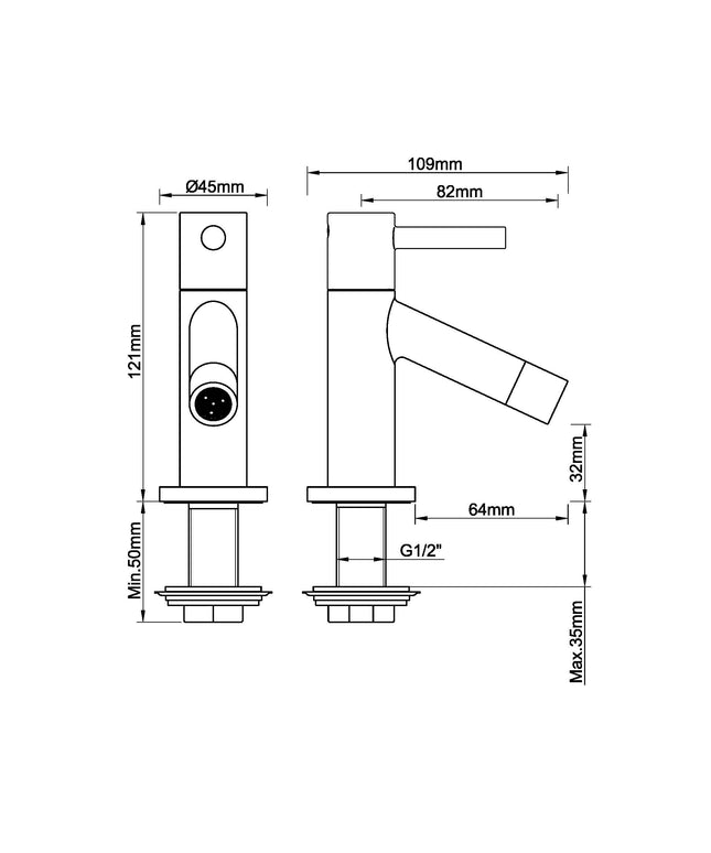 Xellanz Benga fonteinkraan chroom - technische tekening | Schwertz & Co