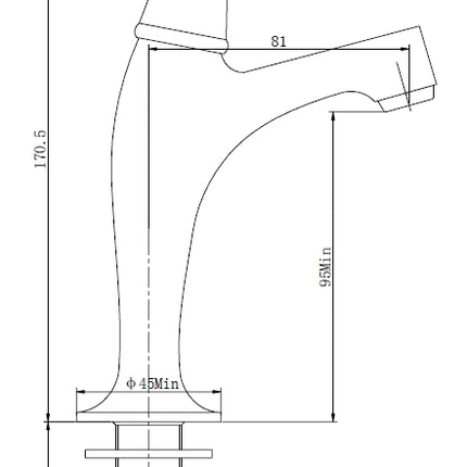 Xellanz Lento fonteinkraan chroom - technische tekening | Schwertz & Co