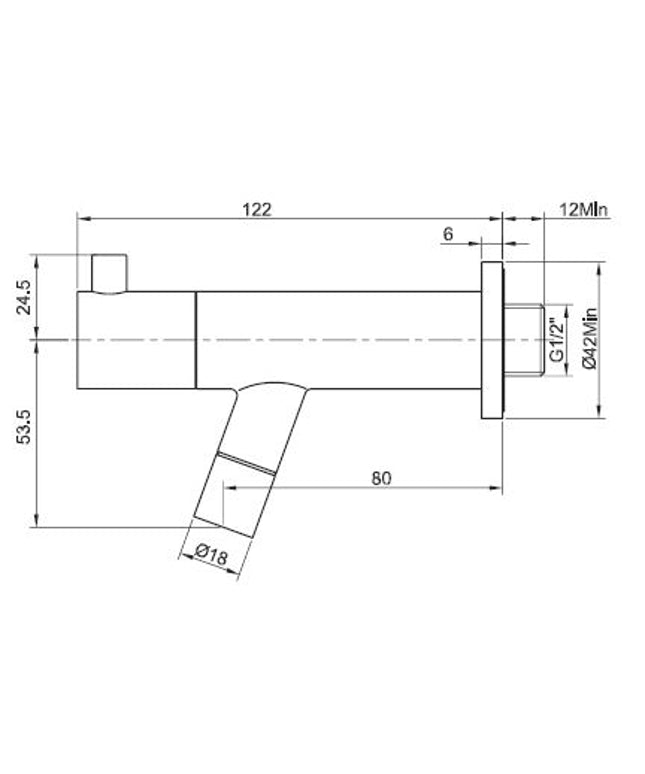 Wiesbaden Amador fonteinkraan met muurbevestiging geborsteld staal - technische tekening | Schwertz & Co