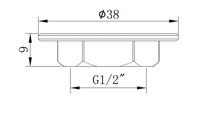 Xellanz bevestigingsmoer 1/2 inch voor toiletkraan messing - technische tekening | Schwertz & Co