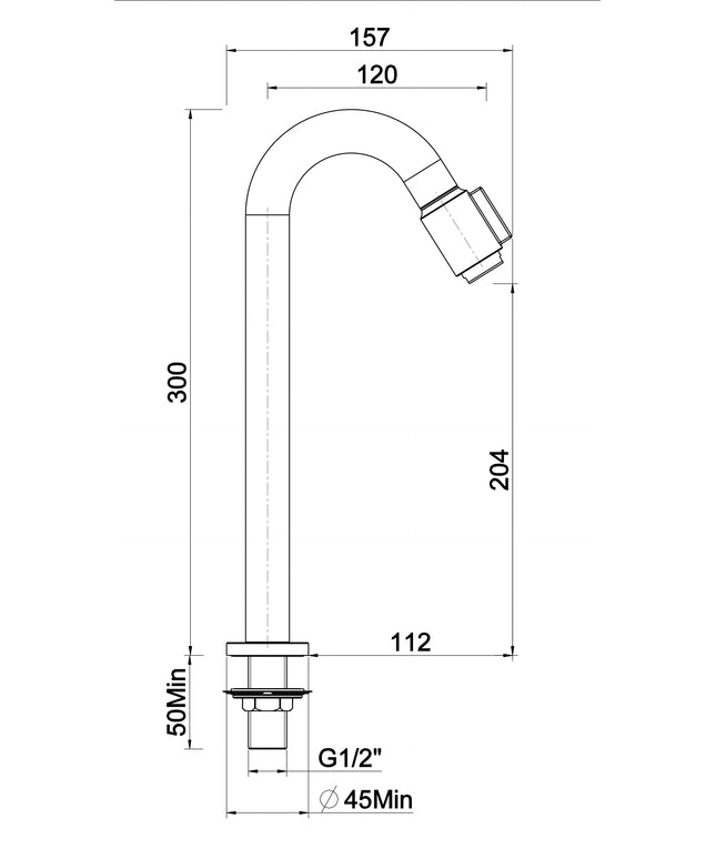 Wiesbaden Caral Victoria fonteinkraan XL geborsteld brons koper - technische tekening | Schwertz & Co