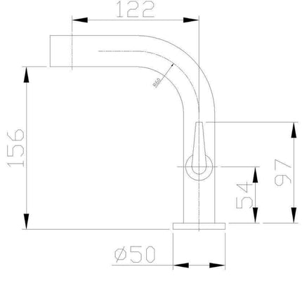 Xellanz Alpha fonteinkraan chroom - technische tekening | Schwertz & Co