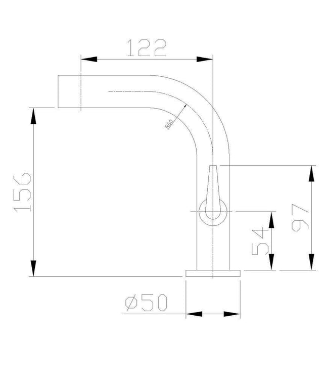 Xellanz Alpha fonteinkraan chroom - technische tekening | Schwertz & Co