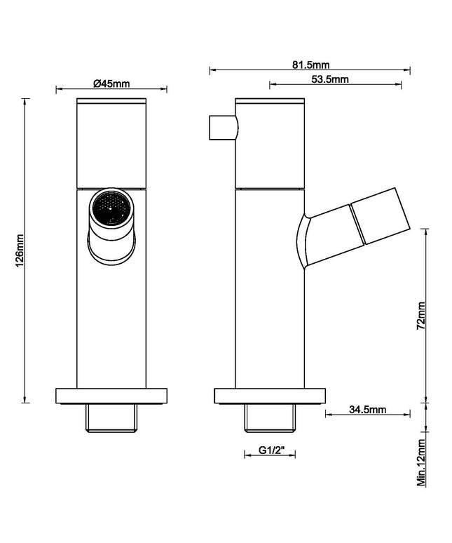 Wiesbaden Amador fonteinkraan geborsteld koper - technische tekening | Schwertz & Co