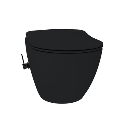 Creavit Rimoff hangtoilet / ophang WC met bidet – mat zwart – warm/koud water