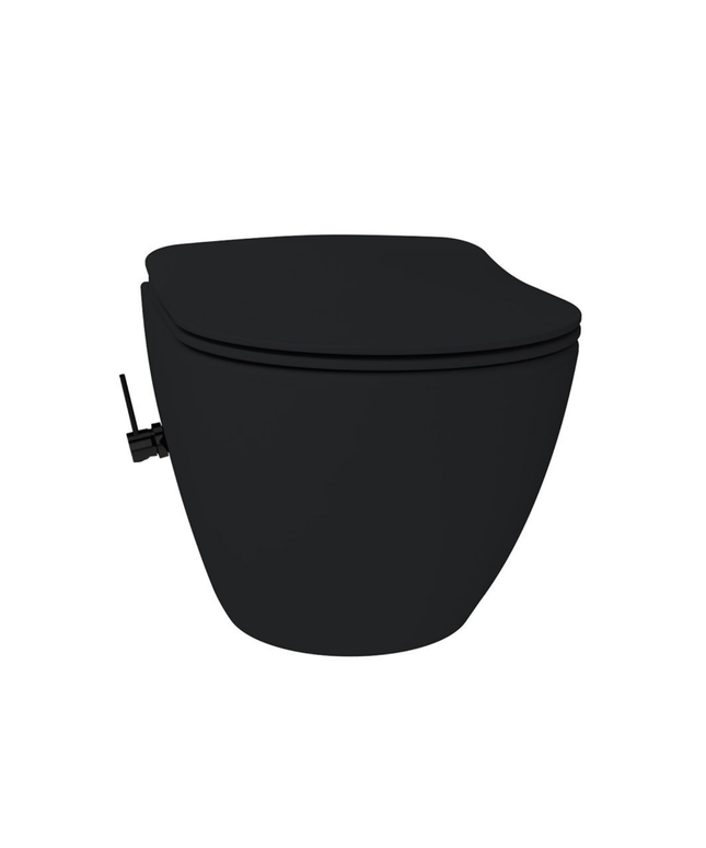 Creavit Rimoff hangtoilet / ophang WC met bidet – mat zwart – warm/koud water