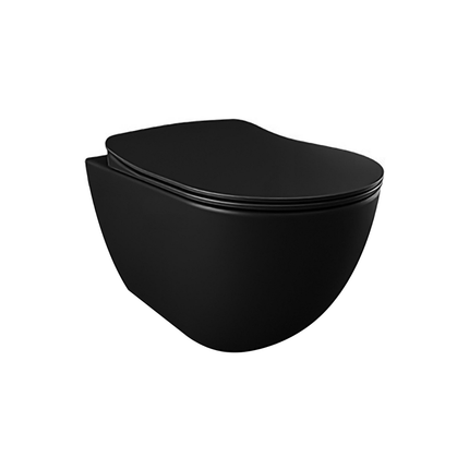 Creavit Rimoff hangtoilet / ophang WC met RVS sproeier (bidet) – mat zwart – enkel koud water