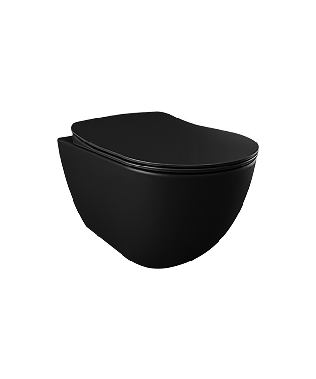 Creavit Rimoff hangtoilet / ophang WC met RVS sproeier (bidet) – mat zwart – enkel koud water