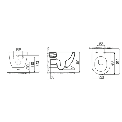 Creavit Rimoff hangtoilet / ophang WC met RVS sproeier (bidet) – mat cappuccino – enkel koud water