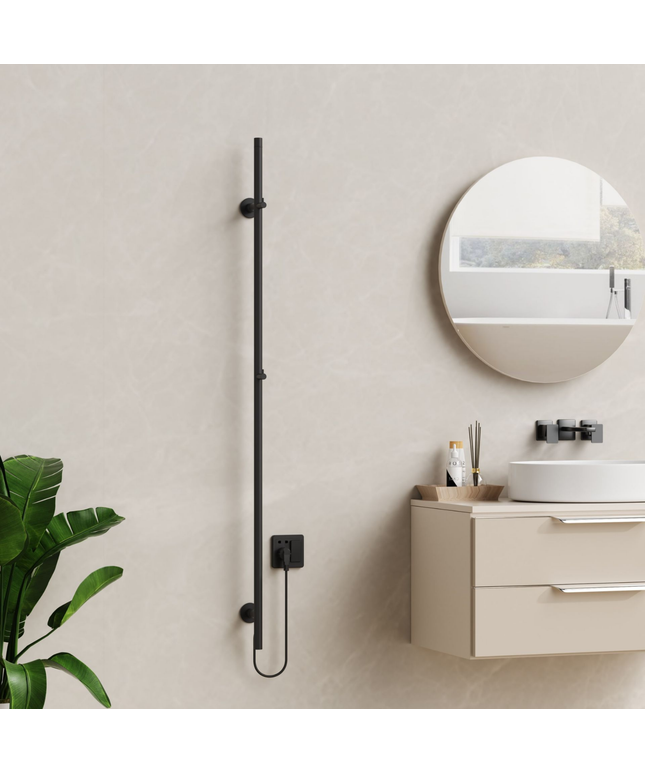 BELRAD Badkamer radiator staafmodel elektrisch 1500x63x127 mm - Enkel - Mat zwart - 60W