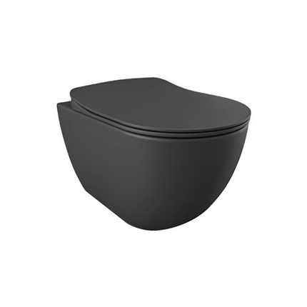 Creavit Rimoff hangtoilet / ophang WC met RVS sproeier (bidet) – mat antraciet – enkel koud water