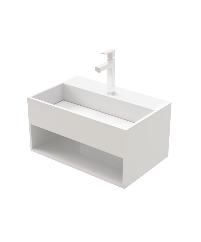 Solid Surface Wastafel – Onzichtbare Afvoer – 50x32,4x25 cm – Mat Wit