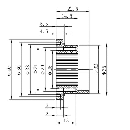 Xellanz thermostatisch binnenwerk met ring voor douchethermostaat - technische tekening | Schwertz & Co