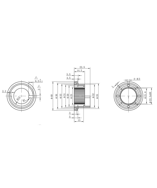 Xellanz thermostatisch binnenwerk met ring voor douchethermostaat - technische tekening | Schwertz & Co