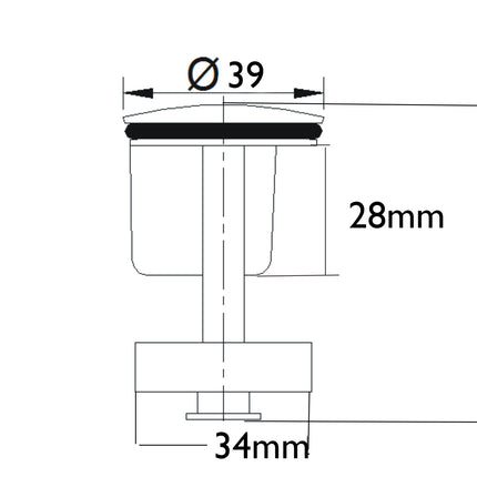 Xellanz afvoerplug 5/4 inch voor wastafel chroom - technische tekening | Schwertz & Co