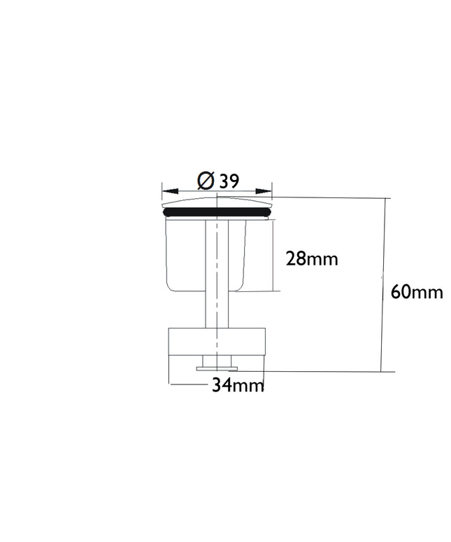 Xellanz afvoerplug 5/4 inch voor wastafel chroom - technische tekening | Schwertz & Co