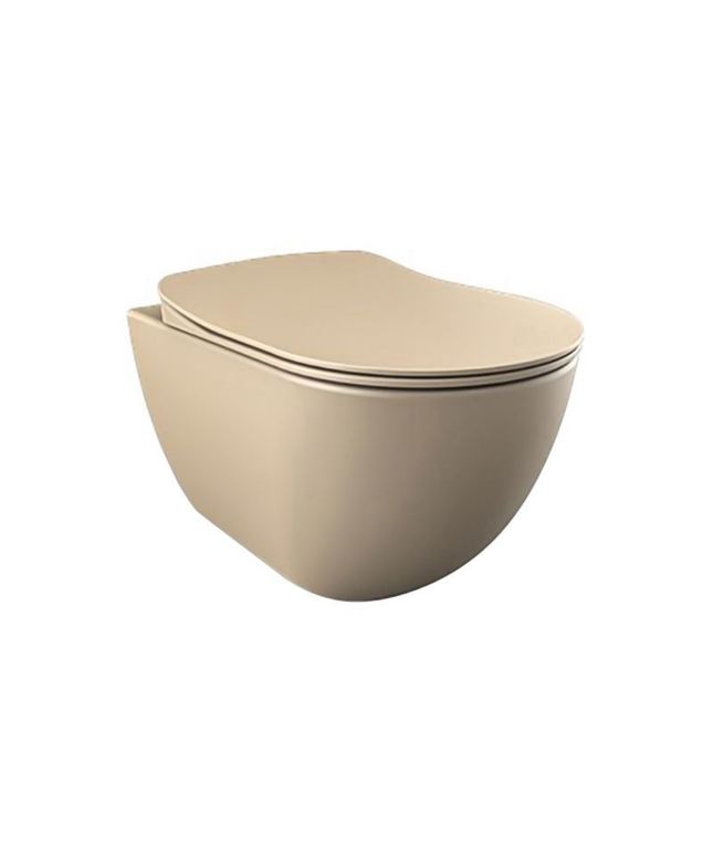 Creavit Rimoff hangtoilet / ophang WC met RVS sproeier (bidet) – mat cappuccino – enkel koud water