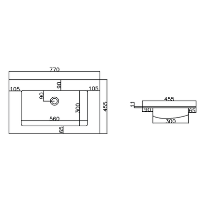 ALONI Solid Surface Wastafel – 80 cm – Wit