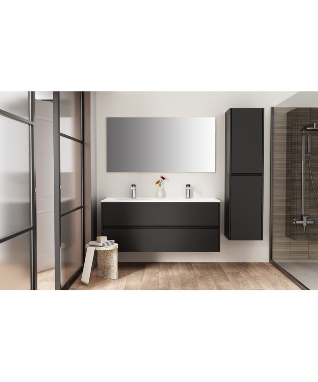 ALONI HAYAT wastafelonderkast – 119,5x50x45 cm – Mat zwart – Greeploos & softclose