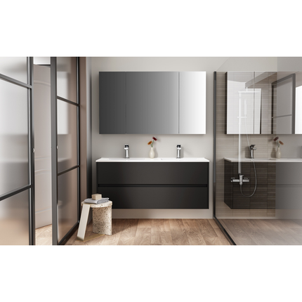 ALONI HAYAT wastafelonderkast – 119,5x50x45 cm – Mat zwart – Greeploos & softclose