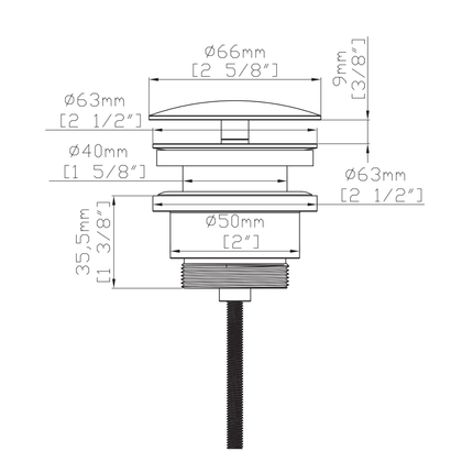 Aloni Uniforma drain plug - Always open - brushed stainless steel