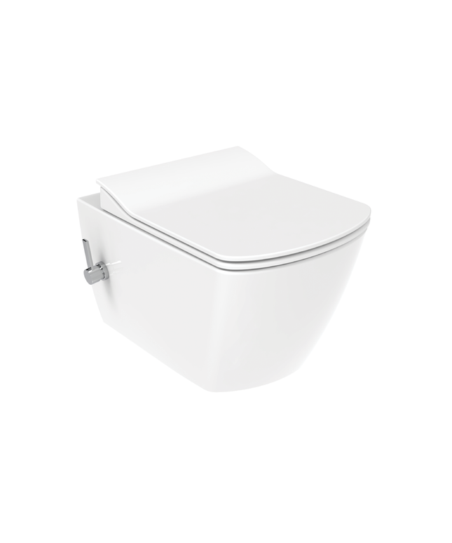 Creavit Elegant hangtoilet / ophang WC met bidet – randloos – koud en warm water – glanzend wit