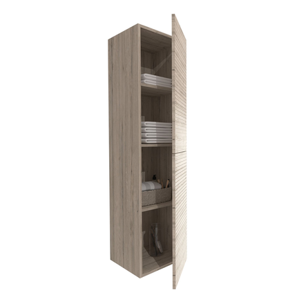 Aloni Elite High Bathroom Cabinet - 160 cm - Light wood - Horizontal relief - Softclose