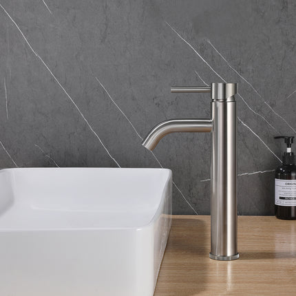 Wiesbaden 304 wastafelkraan hoog coldstart geborsteld RVS - detailfoto | Schwertz & Co