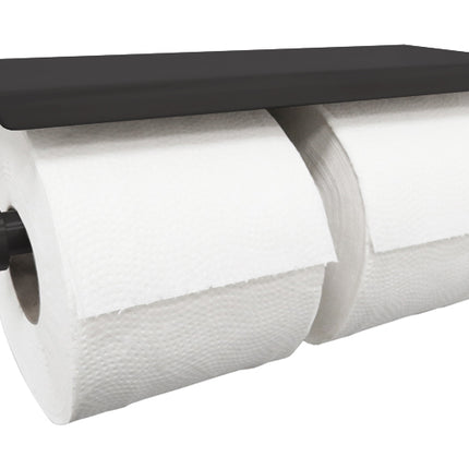 Wiesbaden Brush dubbele toiletrolhouder mat zwart | Schwertz & Co