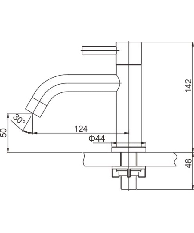Wiesbaden 304 fonteinkraan geborsteld RVS - technische tekening | Schwertz & Co