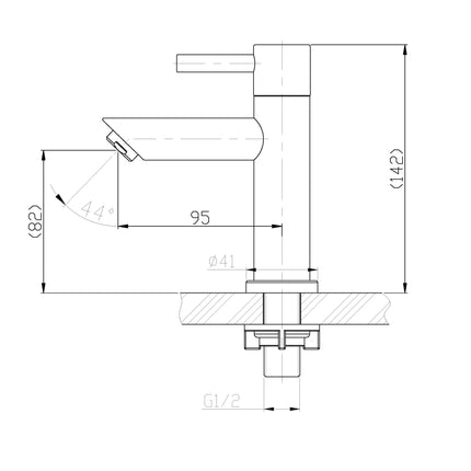 Xellanz Imola fonteinkraan geborsteld RVS - technische tekening | Schwertz & Co
