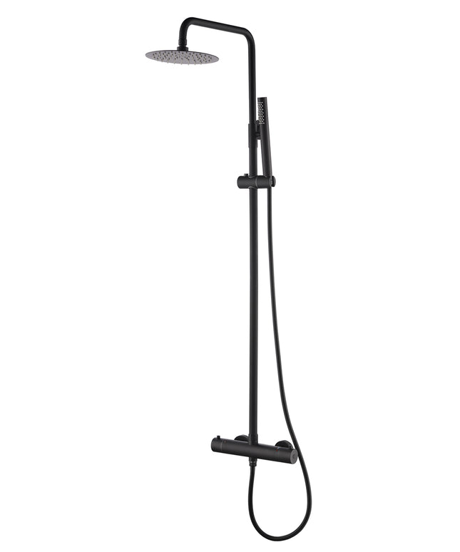 Xellanz Tivaro thermostatische regendoucheset opbouw mat zwart | Schwertz & Co