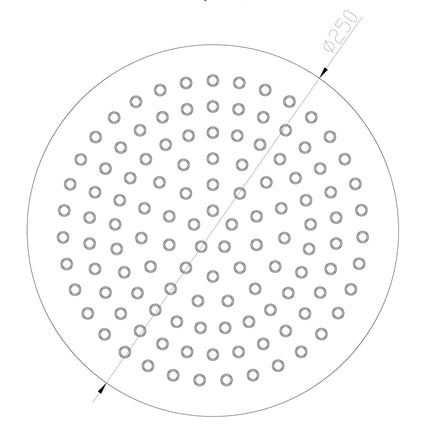 Wiesbaden 304 hoofddouche rond 25 cm geborsteld RVS - technische tekening | Schwertz & Co