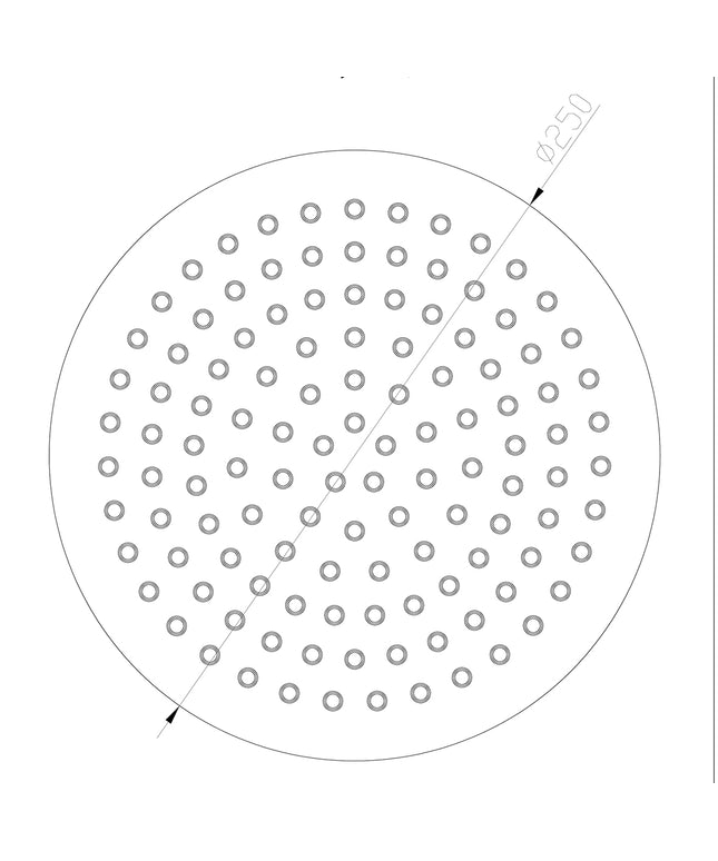 Xellanz Tivaro hoofddouche rond 25 cm mat zwart - technische tekening | Schwertz & Co