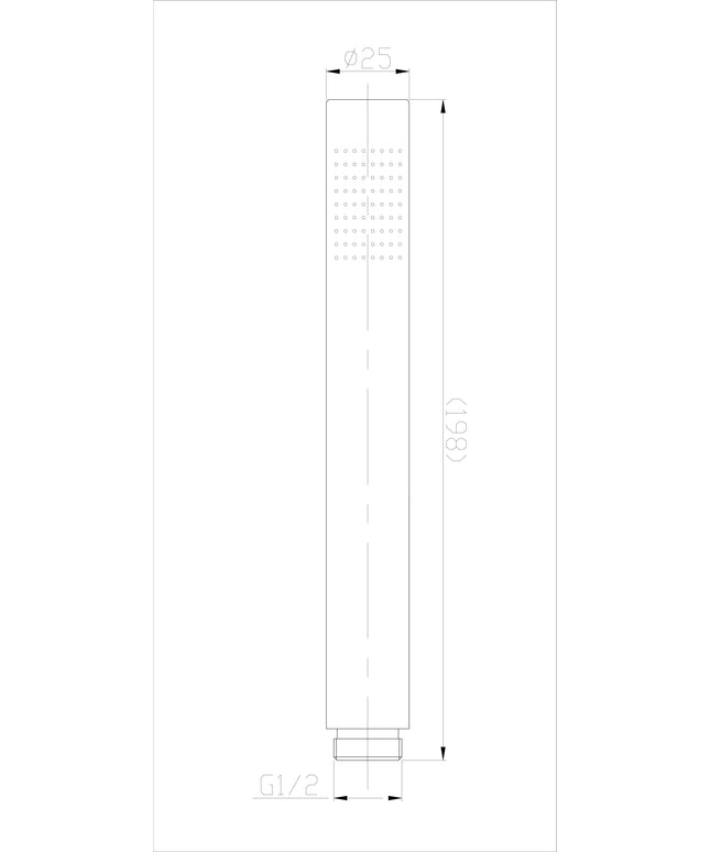 Wiesbaden 304 staafhanddouche rond geborsteld RVS - technische tekening | Schwertz & Co