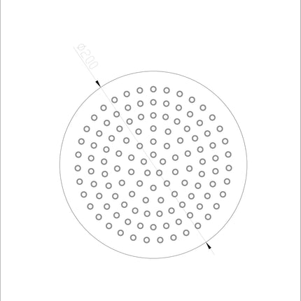 Wiesbaden 304 hoofddouche rond 20 cm geborsteld RVS - technische tekening | Schwertz & Co