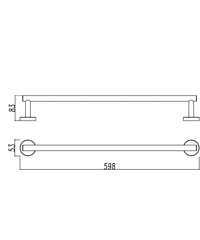 Wiesbaden 304 handdoekhouder enkel 60 cm RVS - technische tekening | Schwertz & Co