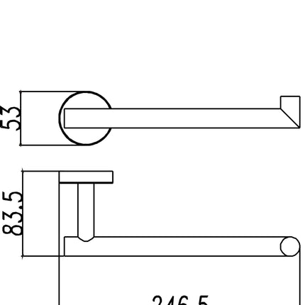 Wiesbaden 304 handdoekhouder enkel 25 cm RVS - technische tekening | Schwertz & Co