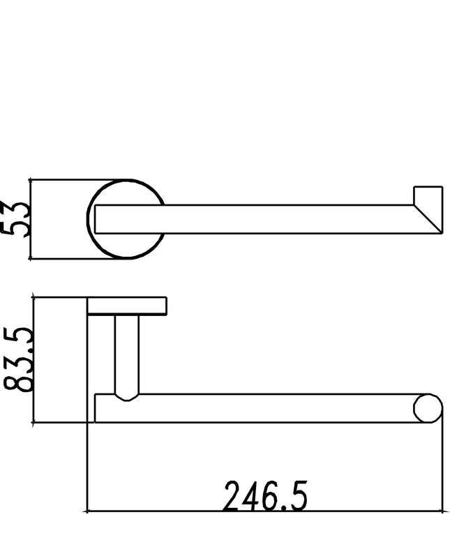 Porte-serviettes simple 25 cm Wiesbaden 304 inox - dessin technique | Schwertz & Co